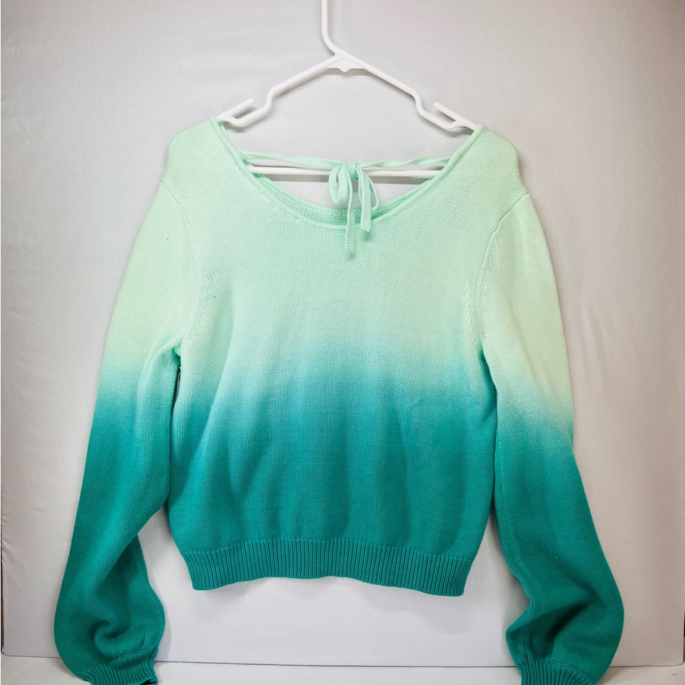 Candie's Green Crew Neck Sweater Soft Cotton Blend